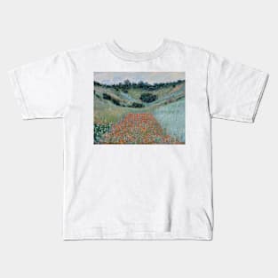 Poppy Field in a Hollow near Giverny by Claude Monet Kids T-Shirt